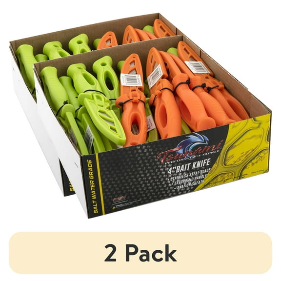 (2 pack) Tsunami Bait Knife 4" – Stainless Steel Blade, Assorted Colors