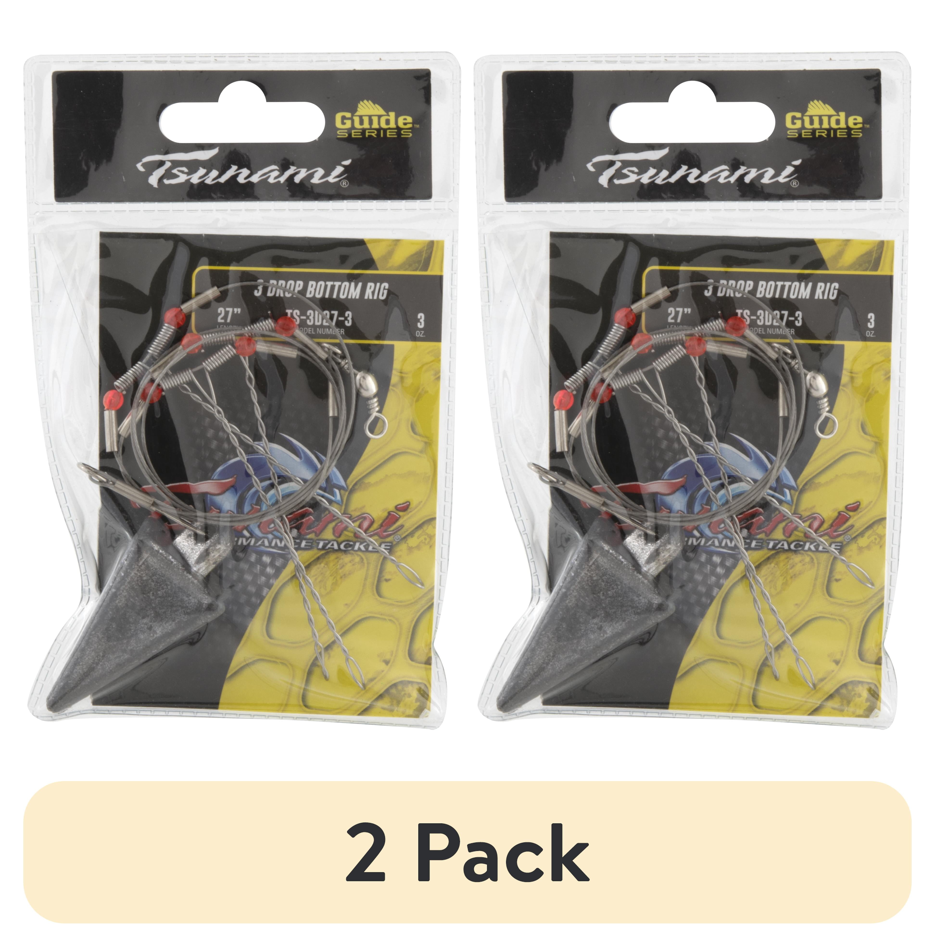 (2 pack) Tsunami Drop Bottom Rig 27 in. Wire – 3‑Drop Fishing Rig for Snapper, Grouper and Kingfish