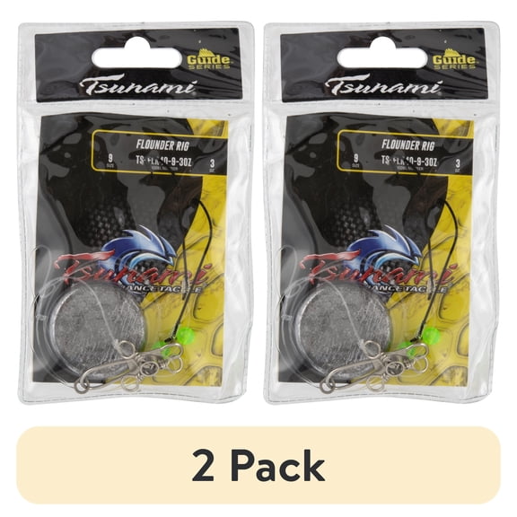 (2 pack) Tsunami Flounder Rig Fishing Lure 3 oz – 40 lb Test, Size 9 Hook