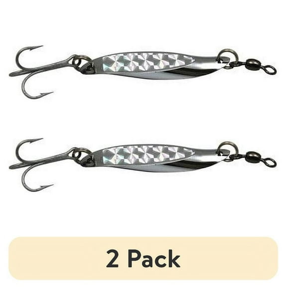 (2 pack) Tsunami Shockwave 3/4 oz Spoon Fishing Lure for Saltwater Fishing, Chrome with Silver Prism