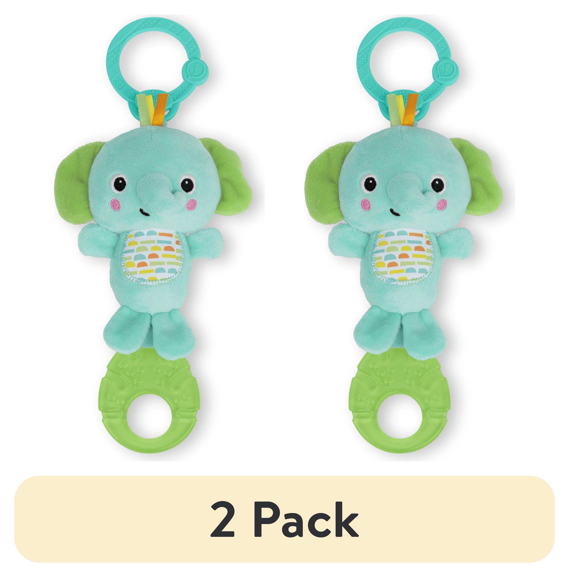 (2 pack) Tug Tunes on-the-go Clip-on Toy, Elephant, Unisex, Newborn +