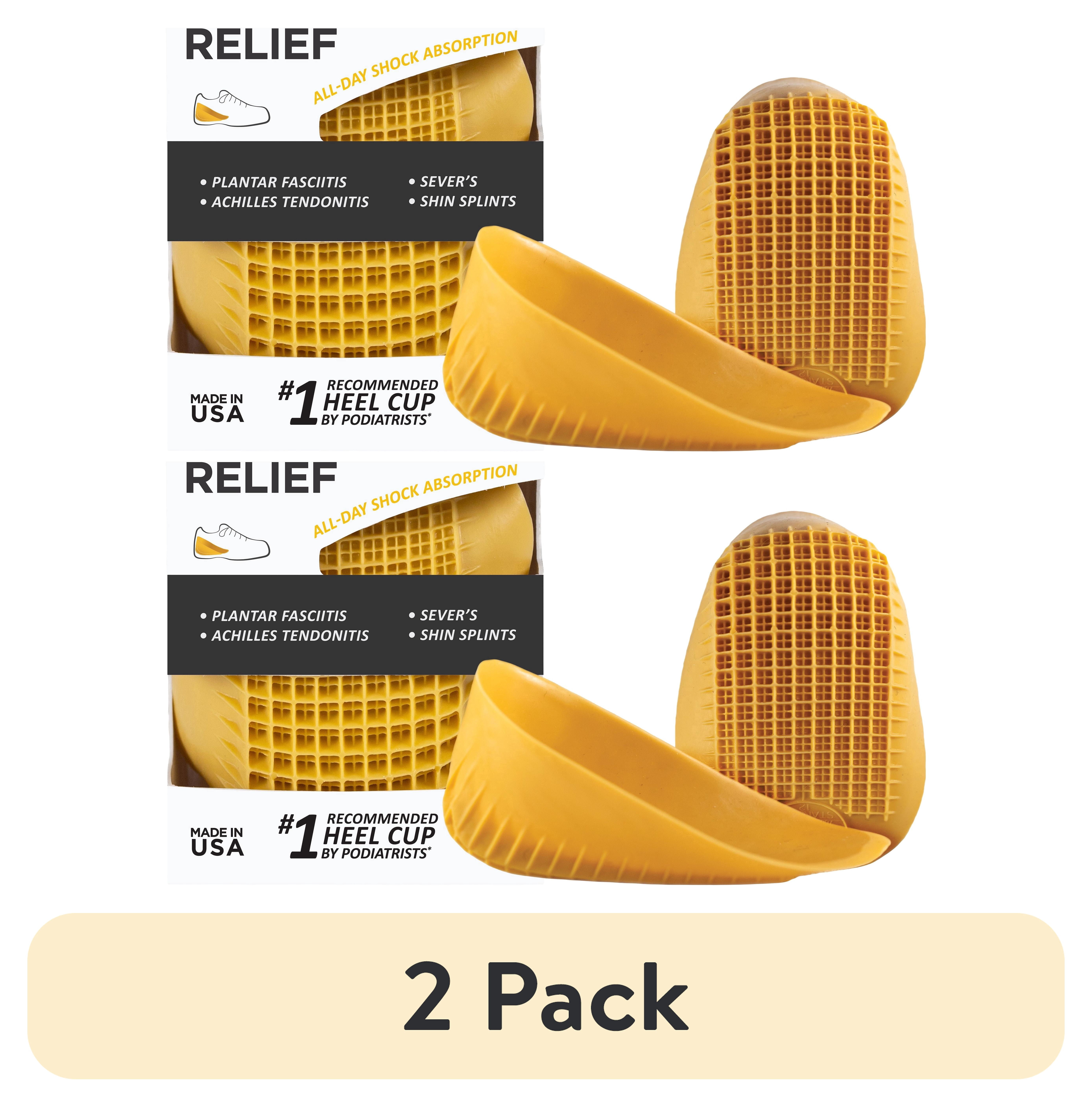 (2 pack) Tuli's Classic Heel Cups, for Heel Pain & Plantar Fasciitis, All Day Comfort, Yellow, Regular Size, 1 Pair