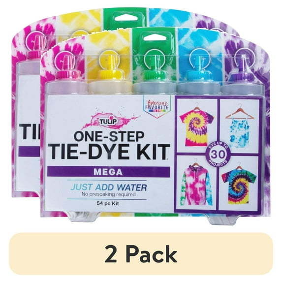 (2 pack) Tulip 5 Color One-Step Tie-Dye Kit Mega Bright Rainbow Dye in 8 fl oz bottles