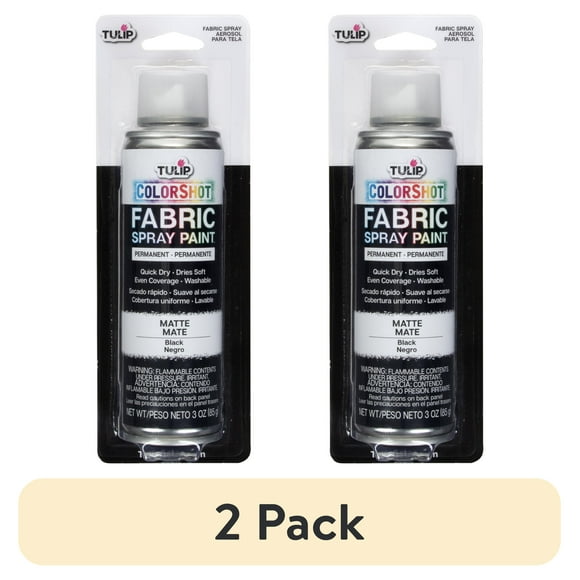 (2 pack) Tulip Color Shot Instant Fabric Spray Paint, 3 oz Black, Quick Dry and Permanent