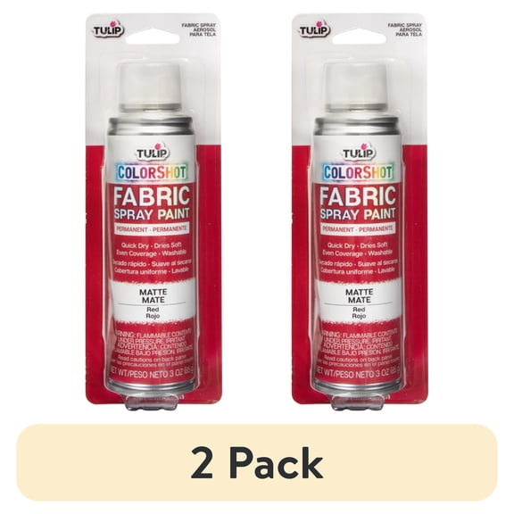 (2 pack) Tulip Color Shot Instant Fabric Spray Paint, 3 oz Red, Quick Dry and Permanent