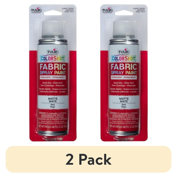(2 pack) Tulip Color Shot Instant Fabric Spray Paint, 3 fl. Oz. Red, Quick Dry and Permanent
