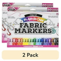 (2 pack) Tulip Fine Tip Fabric Markers 20-Pack – Rainbow Permanent Color Set for DIY Crafts, Clothing & Fabric Art