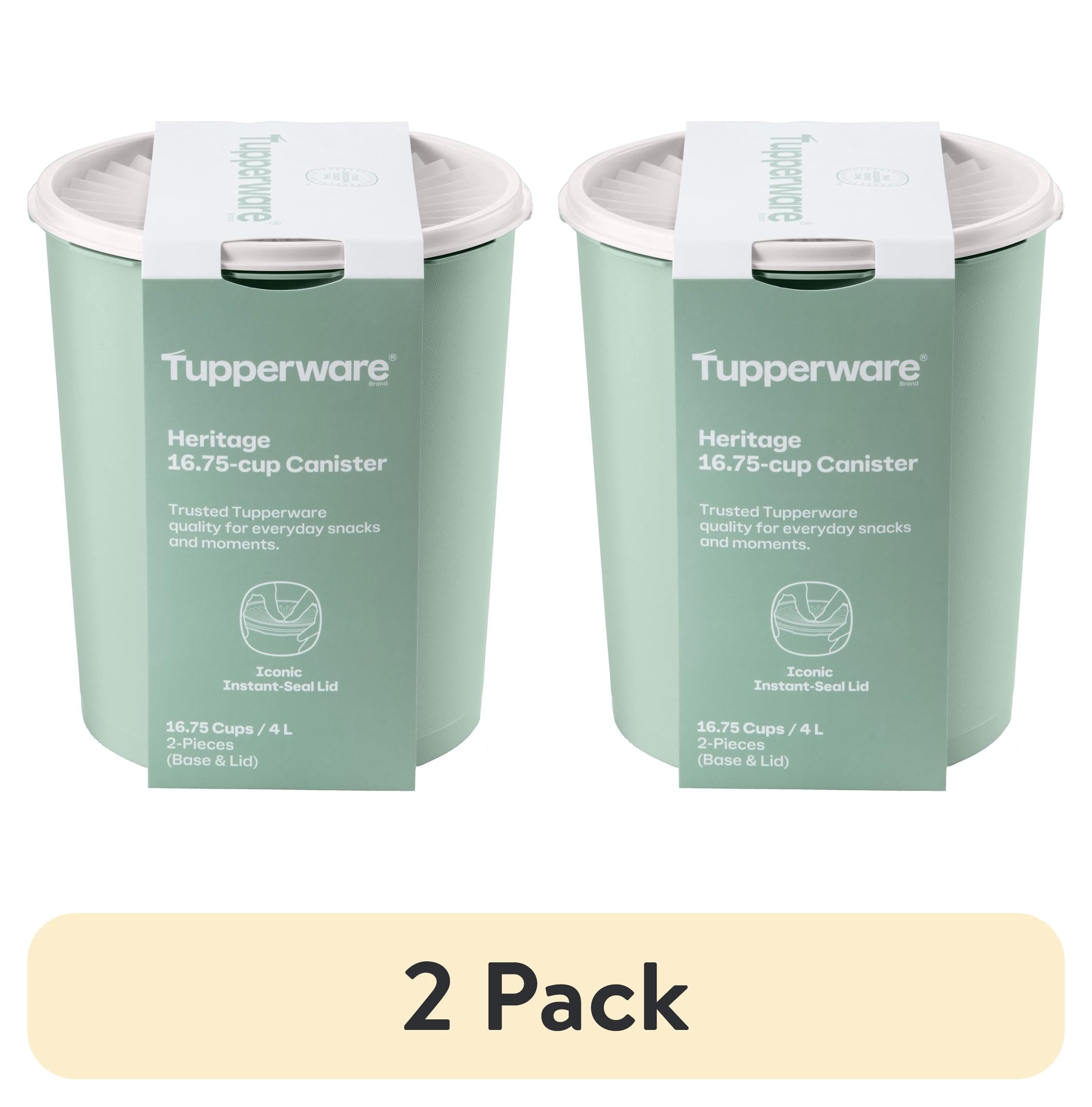 Tupperware タッパーウェア　デイリーストッカー　3段キャスター付き　緑 Tupperware Heritage 16.75-Cup Food Storage Canister with Lid