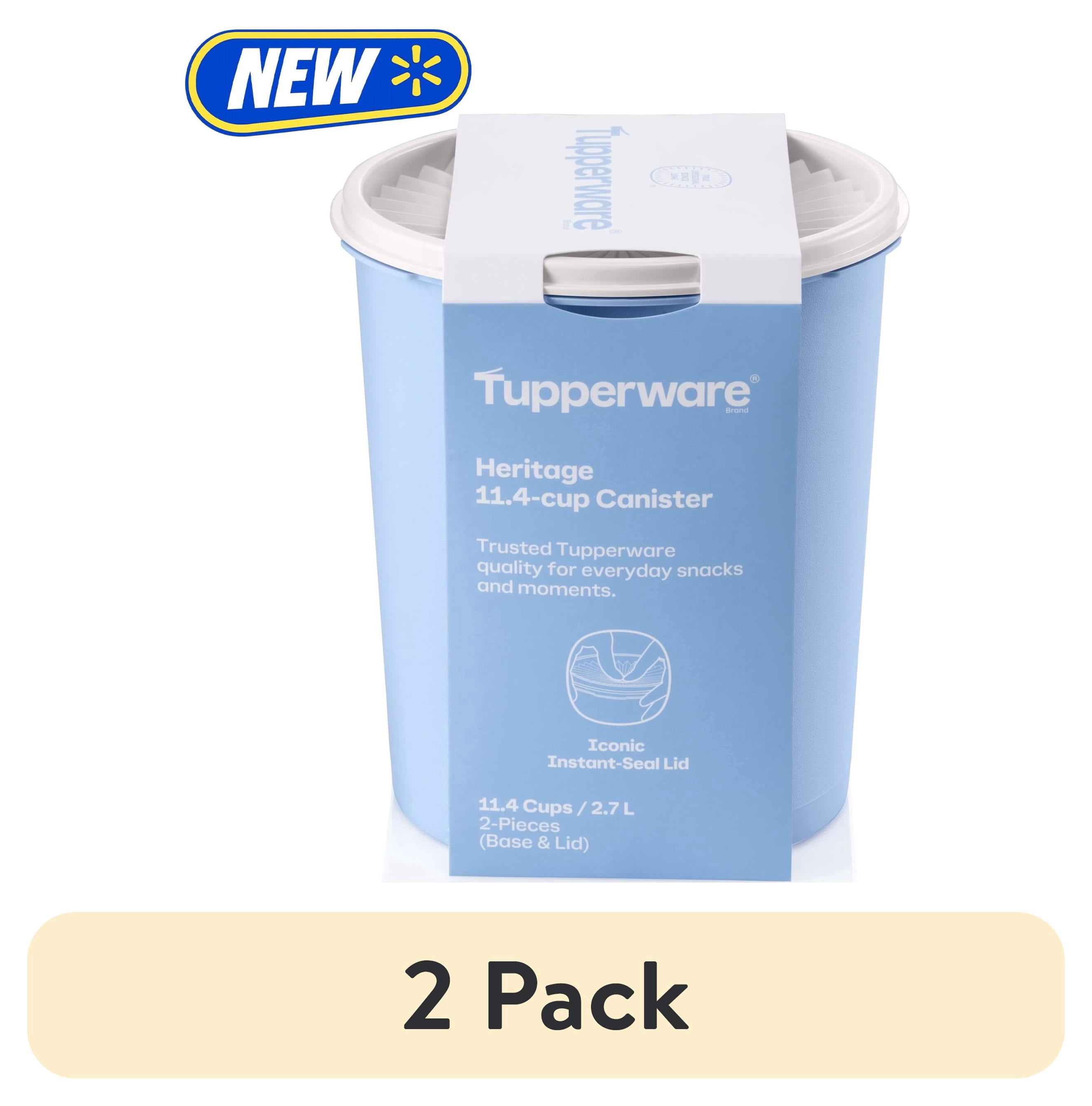 (2 pack) Tupperware Heritage 11.4-Cup Food Storage Canister with Lid, Blue