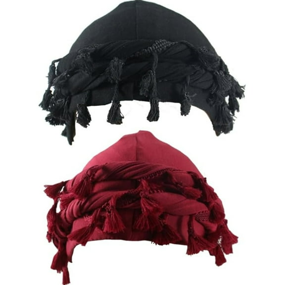2 pack Turban Head Wraps for Men Satin Lined Turban for Women Vintage Twist Velvet Durags Gifts