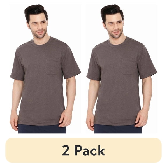 (2 pack) Turtle Bay New York Men’s Heavyweight Short Sleeve Crew Neck T-Shirt – Regular Fit Cotton Blend with Chest Pocket