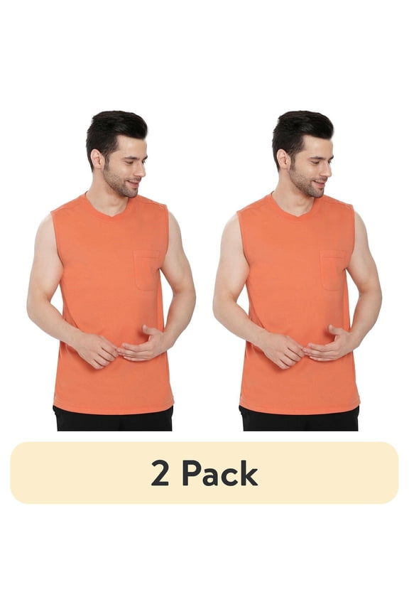 (2 pack) Turtle Bay New York Mens Sleeveless T-Shirt with Pocket - A No Cling Comfort Fit Tank