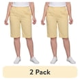 thumbnail image 1 of (2 pack) Turtle Bay New York Women's Lightweight Twill Bermuda Shorts Elastic Waist Plus Sizes, 1 of 9