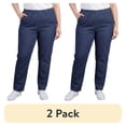 thumbnail image 1 of (2 pack) Turtle Bay New York Women's Lightweight Pull-On Stretch Denim Jeans, Elastic Waist Relaxed Fit Plus Sizes Available, 1 of 10