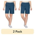 thumbnail image 1 of (2 pack) Turtle Bay New York Women’s Pull-On Stretch-Waist Denim Shorts – No Zipper, No Button, Soft Comfort(Plus Sizes), 1 of 10