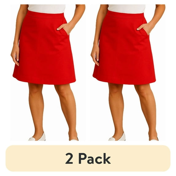 (2 pack) Turtle Bay New York Women's Pull on Skort in Twill with Elastic Waist and Front Pockets