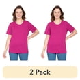 thumbnail image 1 of (2 pack) Turtle Bay New York Womens Short Sleeve Crew Neck Tee Relaxed Fit, 1 of 9