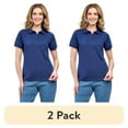 thumbnail image 1 of (2 pack) Turtle Bay New York Women's Short Sleeve Pique Knit Polo Shirt in Relaxed Fit Pocketless Jersey, 1 of 5