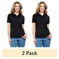 thumbnail image 1 of (2 pack) Turtle Bay New York Women's Short Sleeve Pique Knit Polo Shirt in Relaxed Fit Pocketless Jersey, 1 of 5