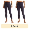 thumbnail image 1 of (2 pack) Turtle Bay New York Womens High Waist 7/8 Leggings in Double Knit Polyester Blend Fabric with side Pockets, 1 of 9