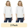 thumbnail image 1 of (2 pack) Turtle Bay New York Womens Regular Fit 3/4 Sleeve Button Down Collared Camp Shirt, 1 of 8