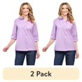 thumbnail image 1 of (2 pack) Turtle Bay New York Womens Regular Fit 3/4 Sleeve Button Down Collared Camp Shirt, 1 of 7