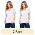 thumbnail image 1 of (2 pack) Turtle Bay New York Women’s Short Sleeve V-Neck Tee Shirt - Cotton Blend and Wrinkle Resistant, 1 of 5