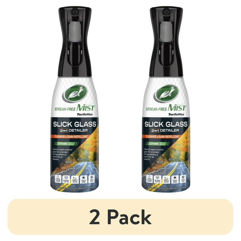 2 pack) Turtle Wax Slick Glass 2 in 1 Detailer Streak Free Mist