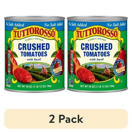(2 pack) Tuttorosso No Salt Added Crushed Tomatoes with Basil, 28 oz Can