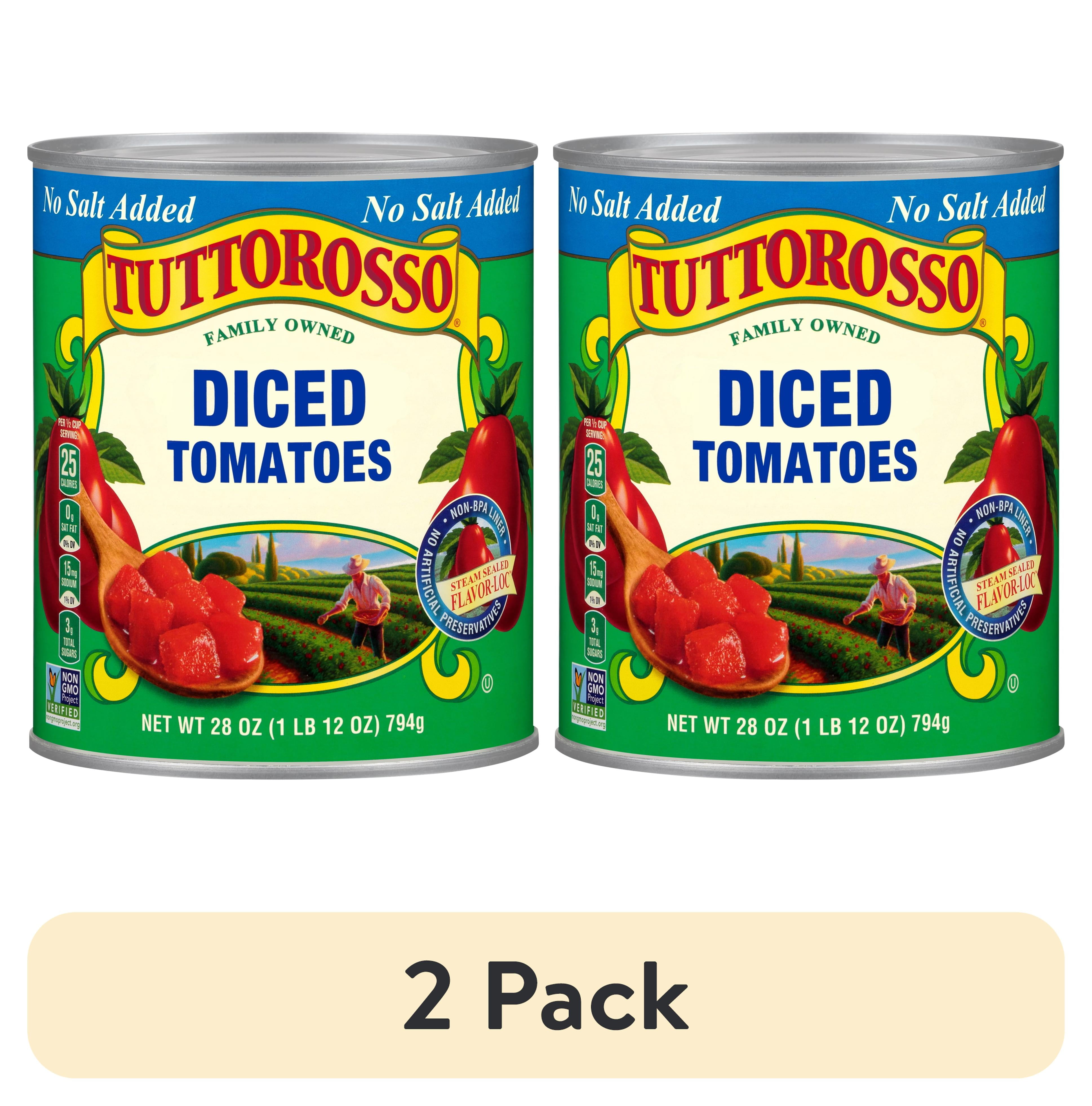 (2 pack) Tuttorosso No Salt Added Diced Tomatoes, 28 oz Can