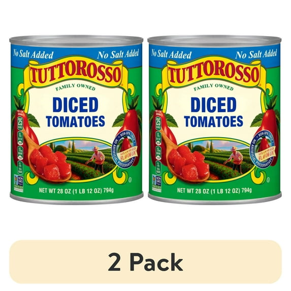 (2 pack) Tuttorosso No Salt Added Diced Tomatoes, 28 oz Can