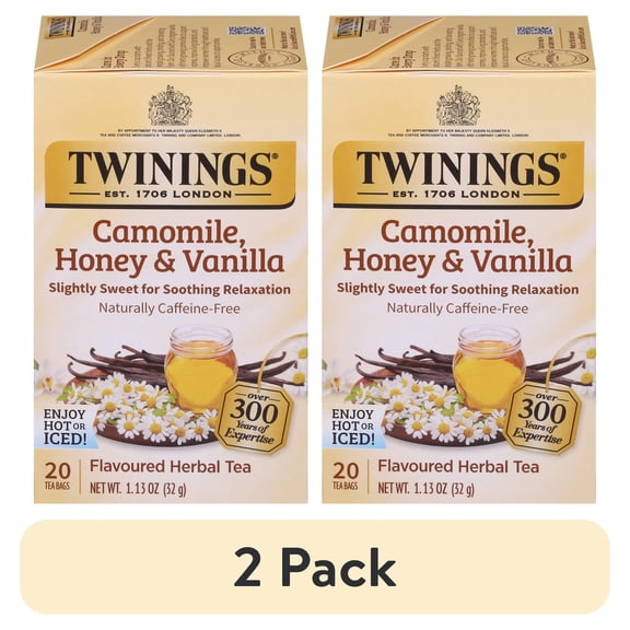 (2 pack) Twinings Camomile, Honey & Vanilla Herbal Tea Bags, Caffeine Free, 20 Count Box