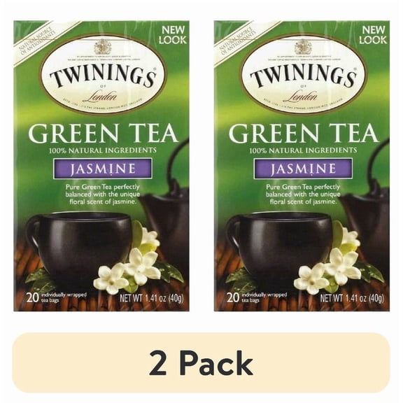 (2 pack) Twinings Green Tea with Jasmine Tea Bags, 20 Count Box