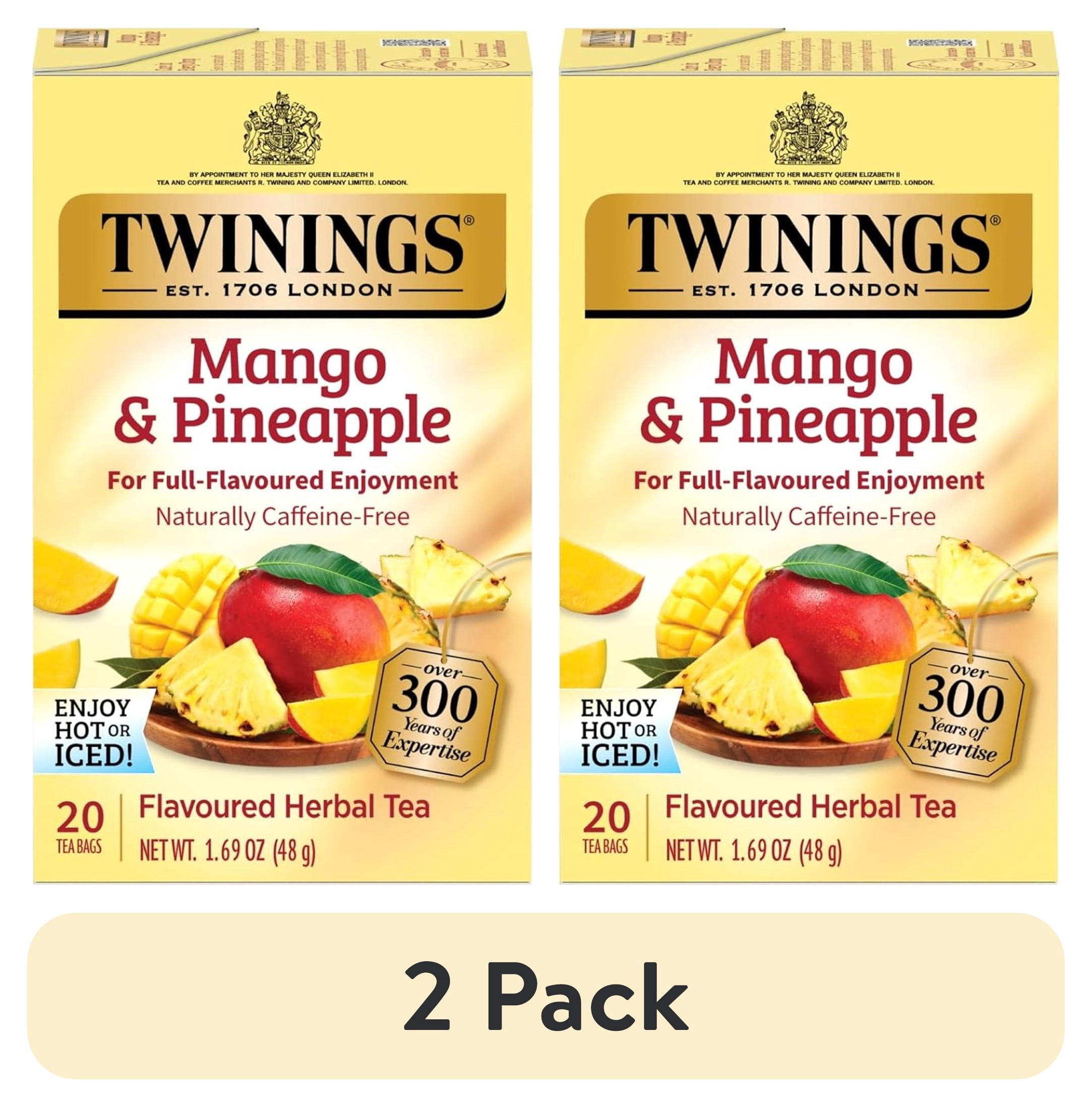 (2 pack) Twinings Mango & Pineapple Herbal Tea Bags, Naturally Caffeine Free, Tropical, 20 Count