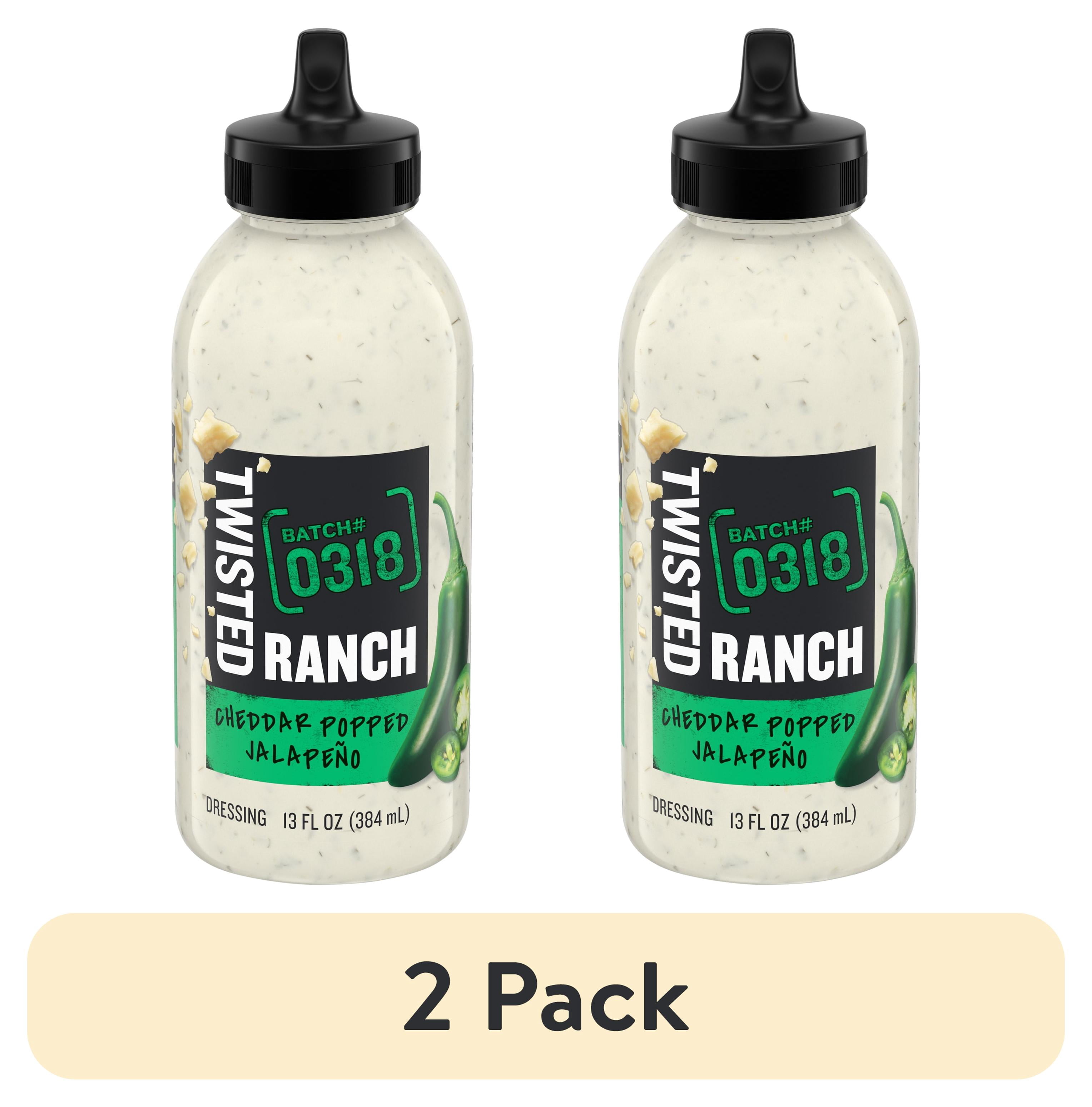 (2 pack) Twisted Ranch Cheddar Popped Jalapeno Sauce & Dressing, 13 fl oz Bottle