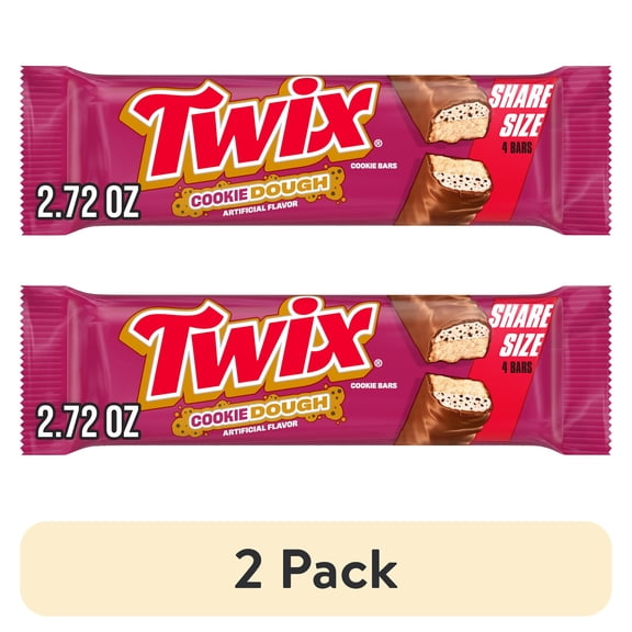 (2 pack) Twix Cookie Dough Milk Chocolate Bars, Share Size - 2.72 oz