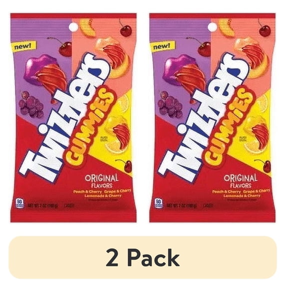 (2 pack) Twizzlers Gummies Peach Grape Lemonade & Cherry 7 oz. Bag