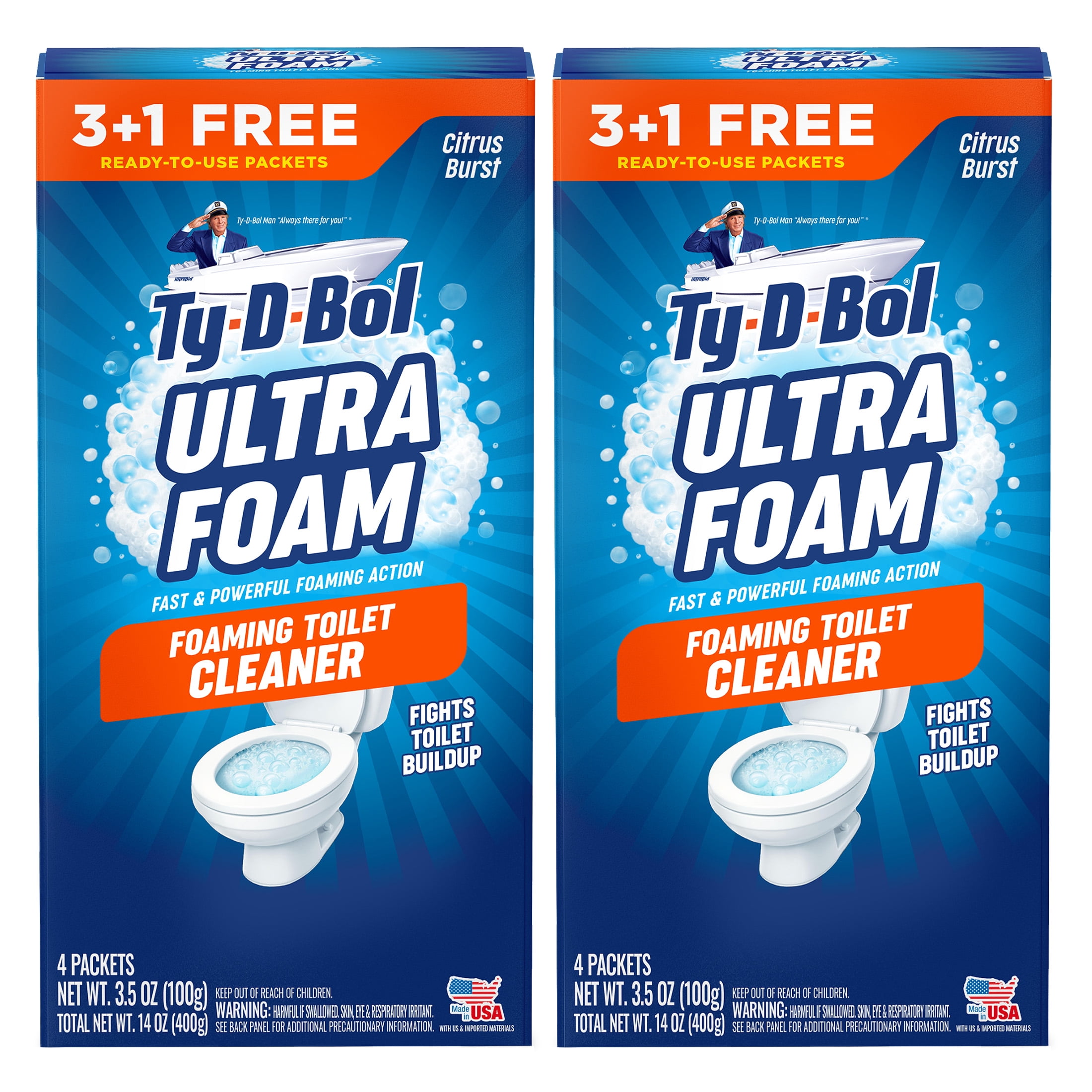 Ty-D-Bol Ultra Foam Citrus Scent Toilet Bowl Cleaner, 8 Packets