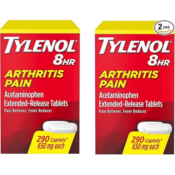 (2 pack) Tylenol Arthritis-Acetaminophen Pain Reliever 650mg 290ct