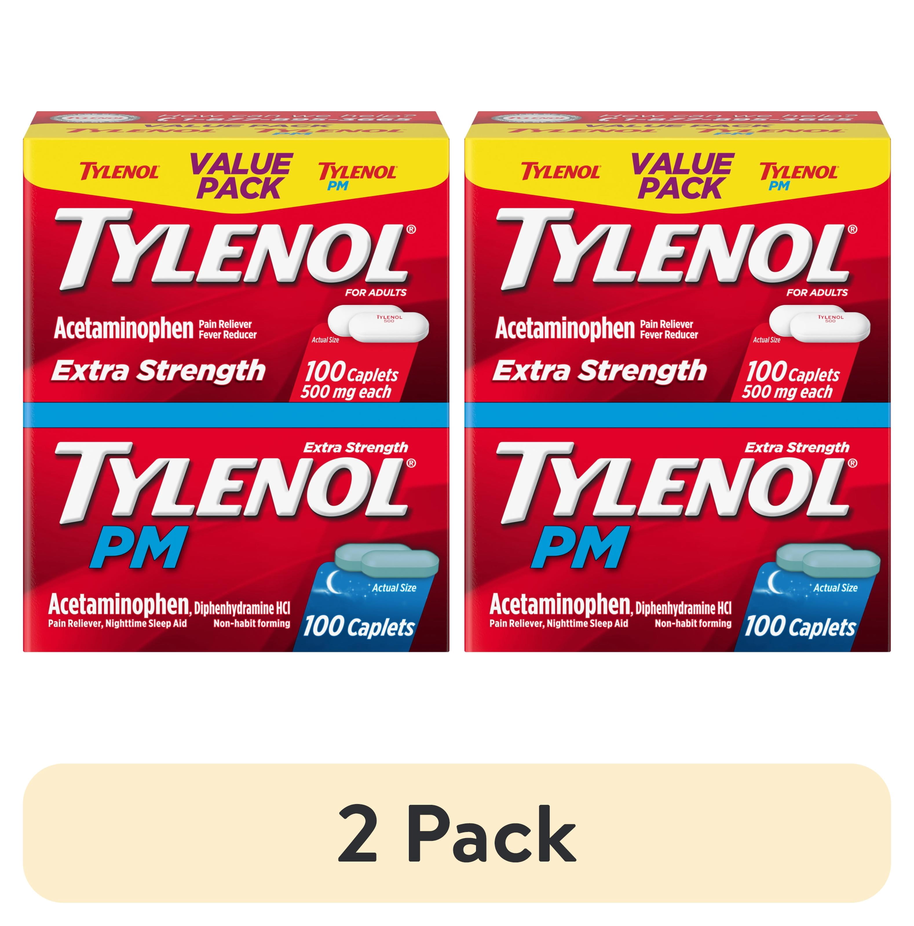 (2 pack) Tylenol Extra Strength 100 Count. + Tylenol PM 100 Count.