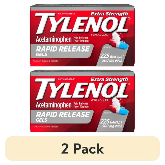 (2 pack) Tylenol Extra Strength 500 mg Acetaminophen Rapid Release Gels, 225 Count