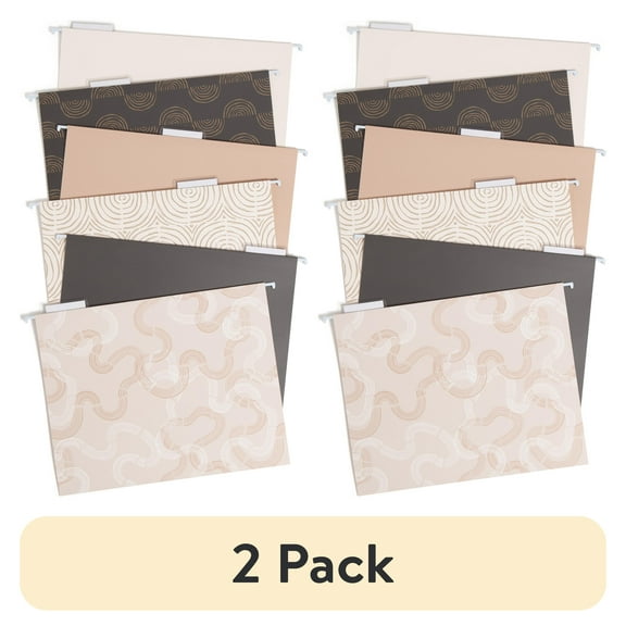 (2 pack) U Brands Decorative Hanging File Folders, 6 Count, Calming Contours, Letter Size