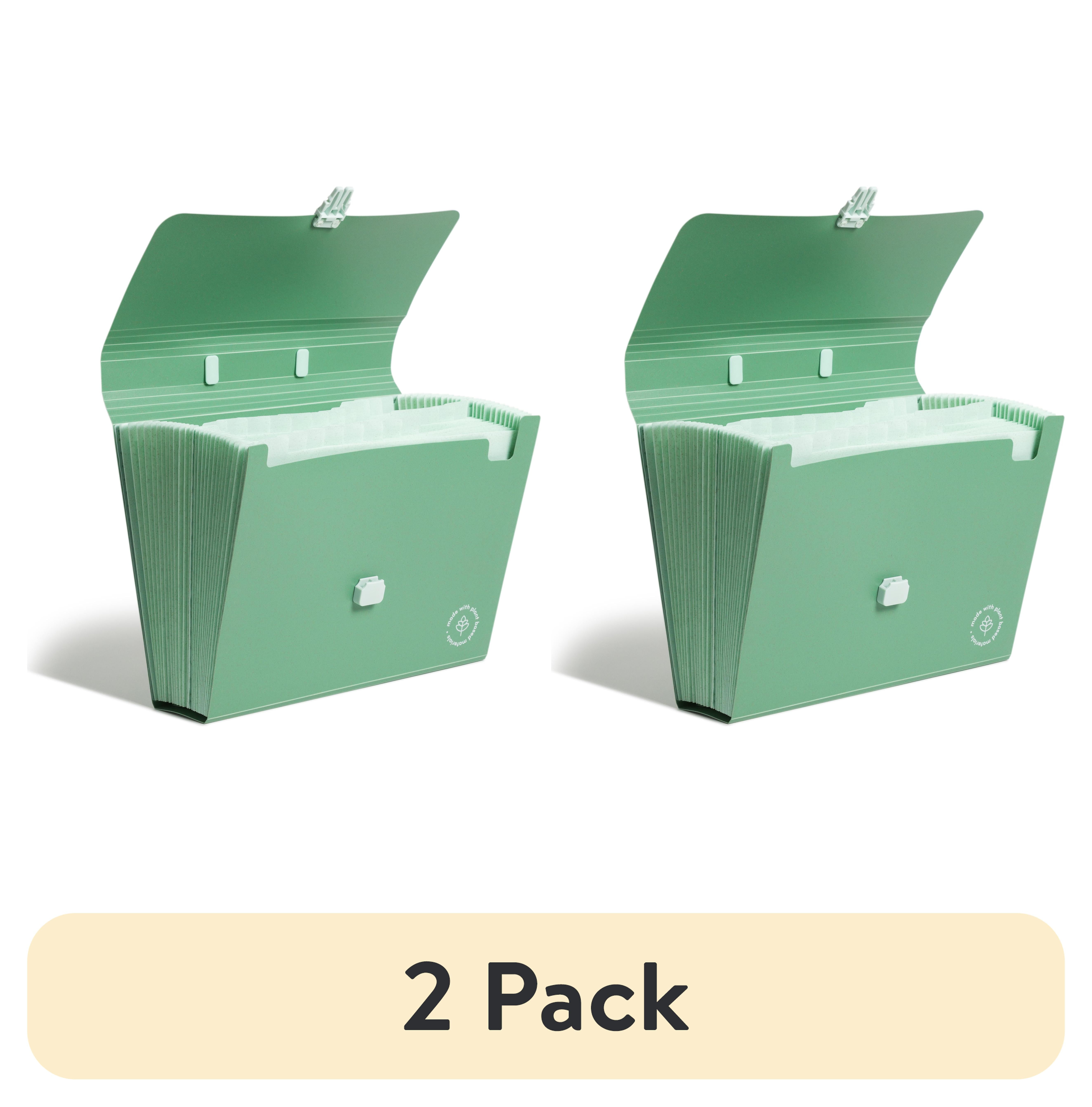 (2 pack) U Brands U-Eco Expanding Accordion File Folder, 26 Pockets, Green and Mint, Letter Size, 1 Count