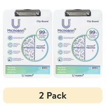 (2 pack) U Style Antimicrobial Acrylic Clipboard with Microban ®, 12.44" x 8.89", Low Profile Clip, White