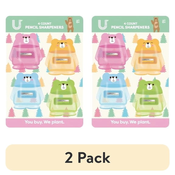 (2 pack) U Style Bear-Shaped Pencil Sharpeners, 4 Pack