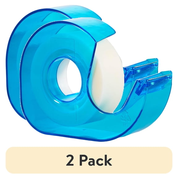 (2 pack) U Style Blue Tape Dispenser and 1 Roll of Tape