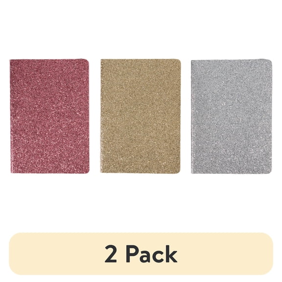 (2 pack) U Style Set of 3 Mini Paper Journals, Mess-Proof Glitter, 32 Sheets Each