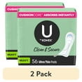 thumbnail image 1 of (2 pack) U by Kotex Clean & Secure Ultra Thin Pads, Heavy Absorbency, 56 Count, 1 of 11