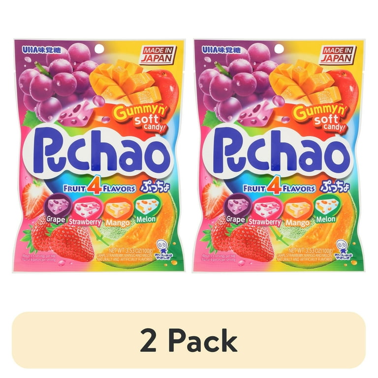 2 pack) UHA Mikakuto Puchao Soft Candy with Gummy Bits, Assorted