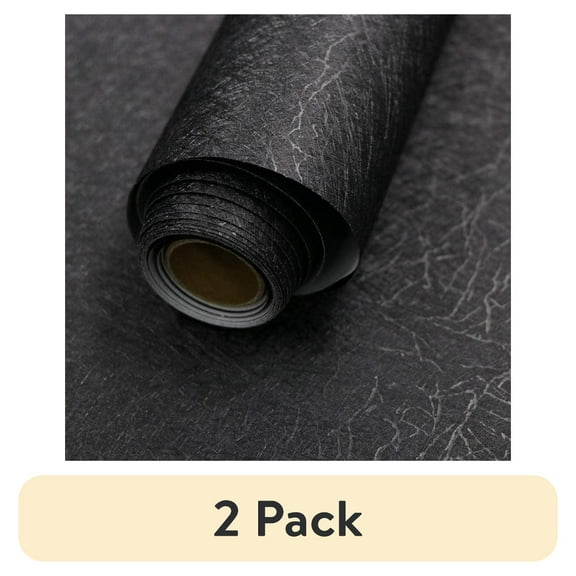 (2 pack) UMIGGEE 15.74" x 393.7" Black Silk Peel and Stick Wallpaper Self-Adhesive Textured Black Wallpaper for Kitchen Countertop Contact Paper Texture Home Decoration Wall Covering Old Furniture Renovation